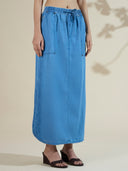 DENIM STRAIGHT SIDE SLIT SKIRT