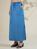 DENIM STRAIGHT SIDE SLIT SKIRT