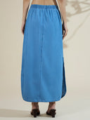 DENIM STRAIGHT SIDE SLIT SKIRT
