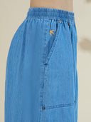 DENIM STRAIGHT SIDE SLIT SKIRT