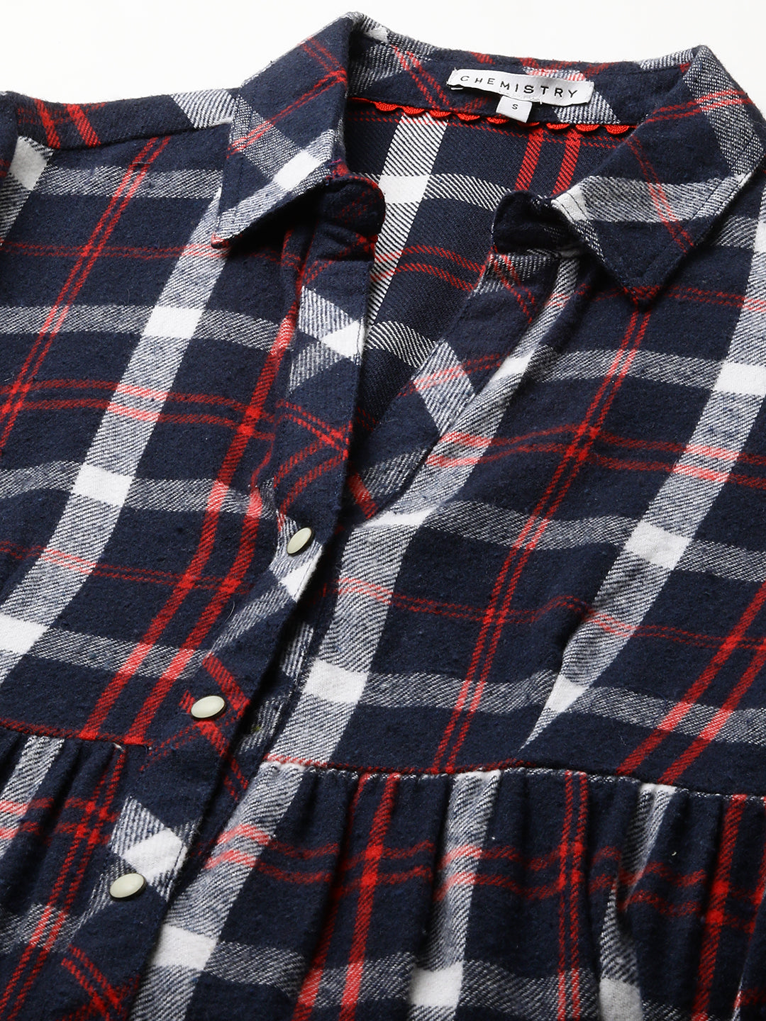 Brushed Flannel Waisted Shirt Dress