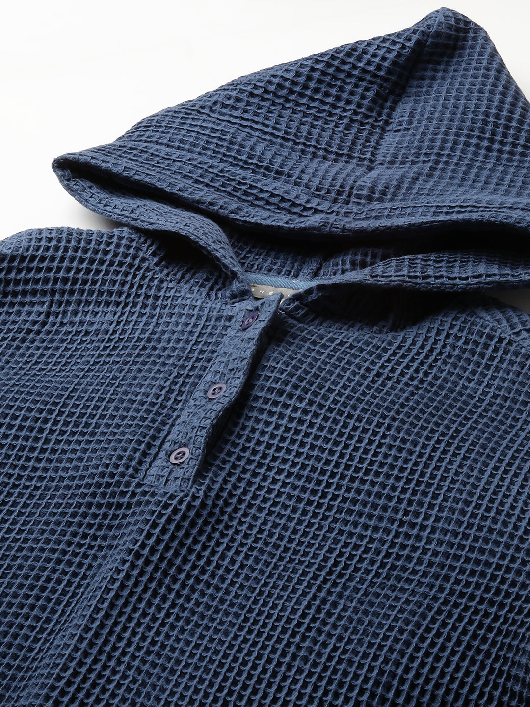 Waffle Knit Hooded Cropped Henley & Bermuda Shorts Set