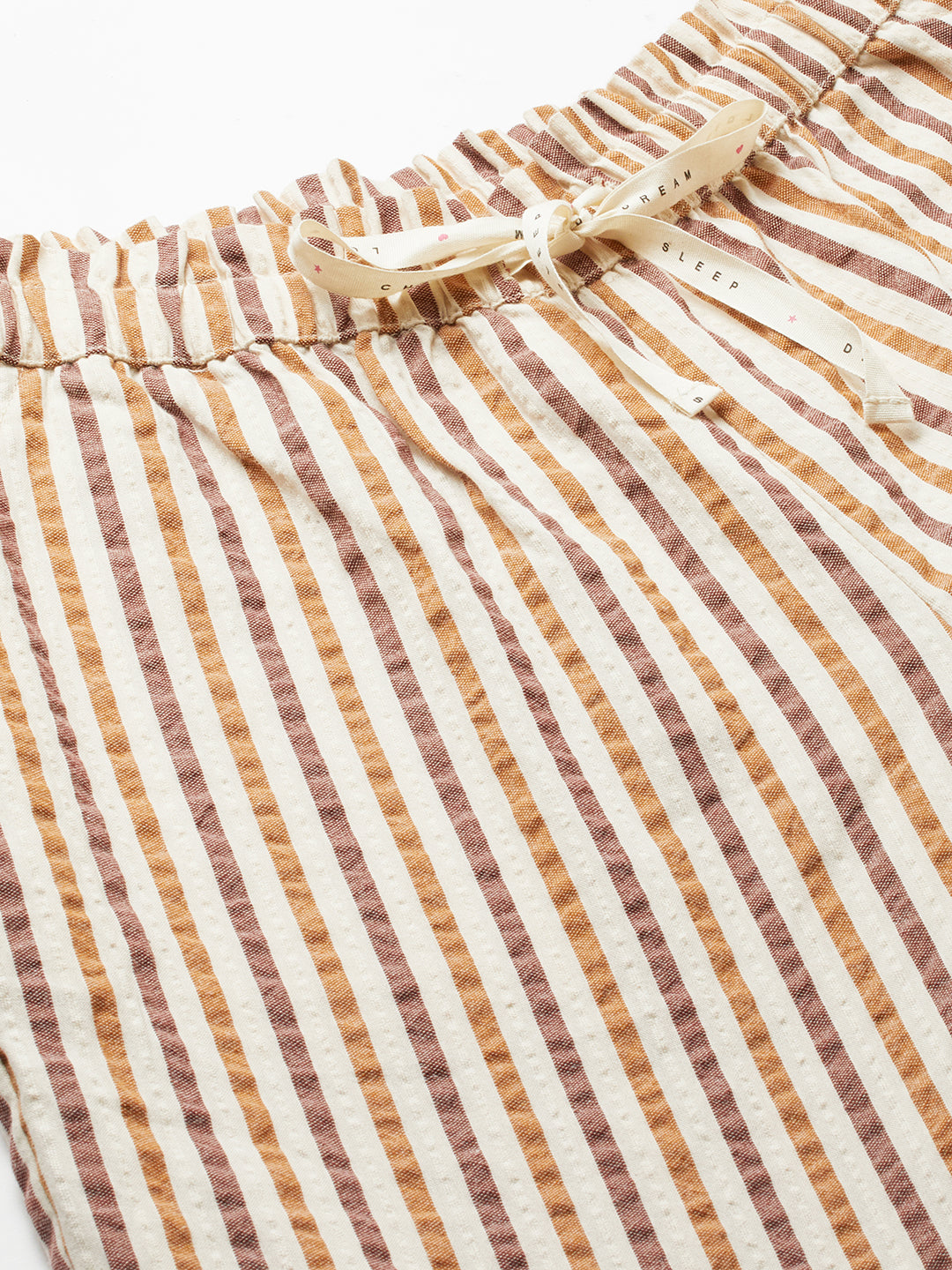 Striped Seersucker Paper Bag Waist Pj'S W/ Lace Detailing