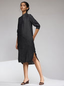 DENIM POP OVER SHIRT DRESS WITH HIGH-LOW HEM LINE