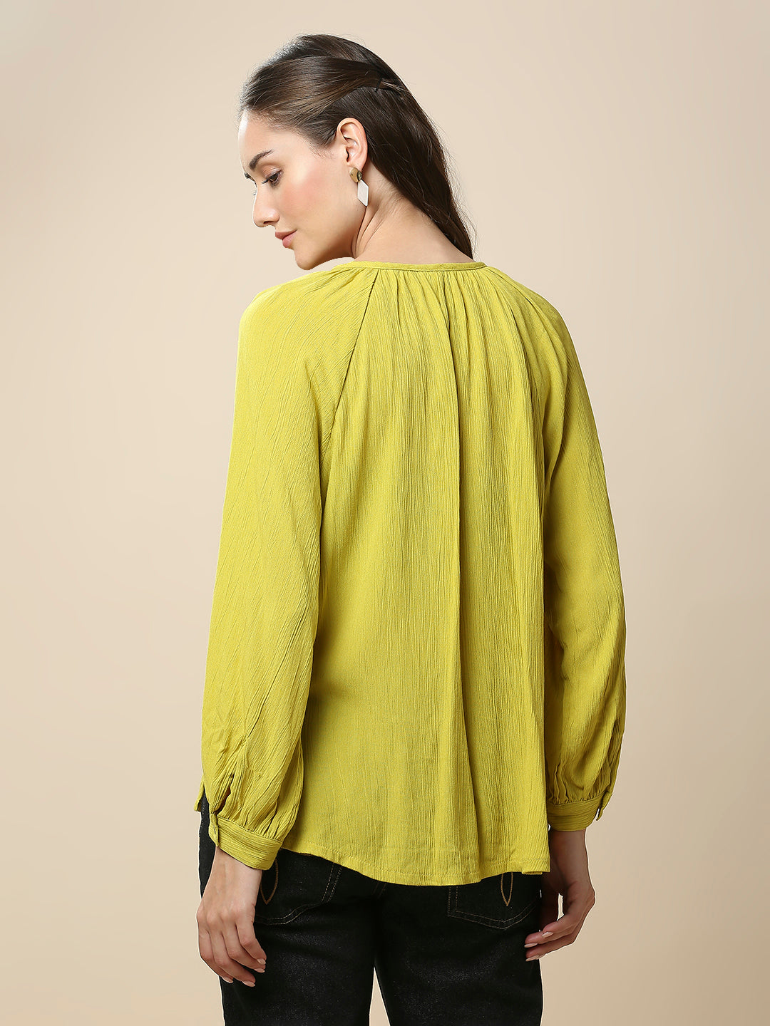 CRINKLE RAYON EMBROIDERED TUINIC TOP