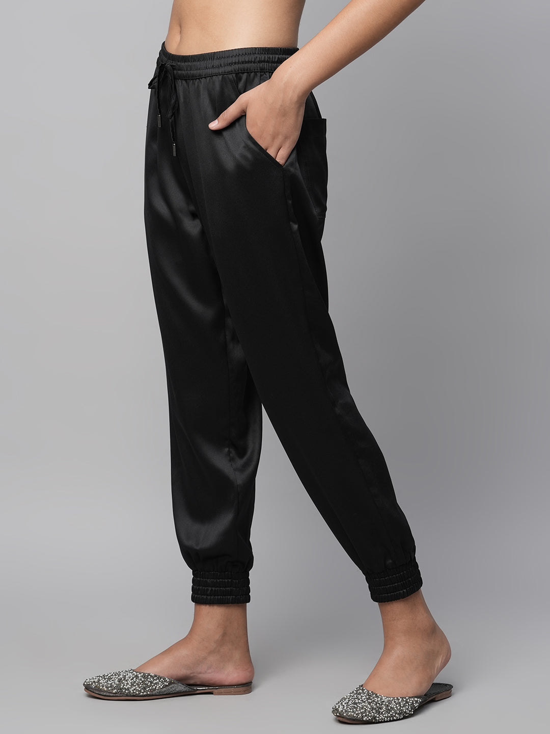 Pull On Elasticated Satin Evening Joggers