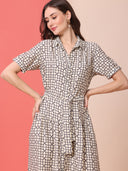 HAMMERED SATIN TIERED SHIRT DRESS