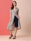 HAMMERED SATIN TIERED SHIRT DRESS