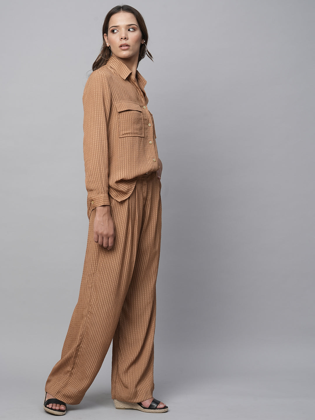 Window Pane Viscose Dobby Shirt & Fluid Trouser Co-Ord Set