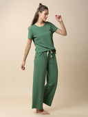 VISCOSE LYCRA RIBBED TEE & WIDE LEG PJ SET