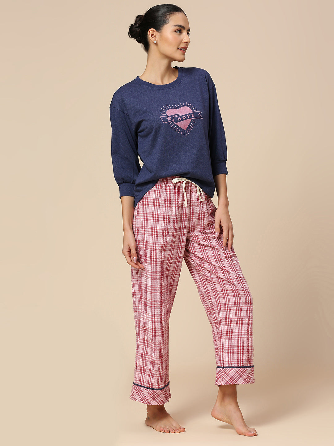 PRINTED JERSEY TEE & SEERSUCKER PJ'S NIGHTSUIT SET