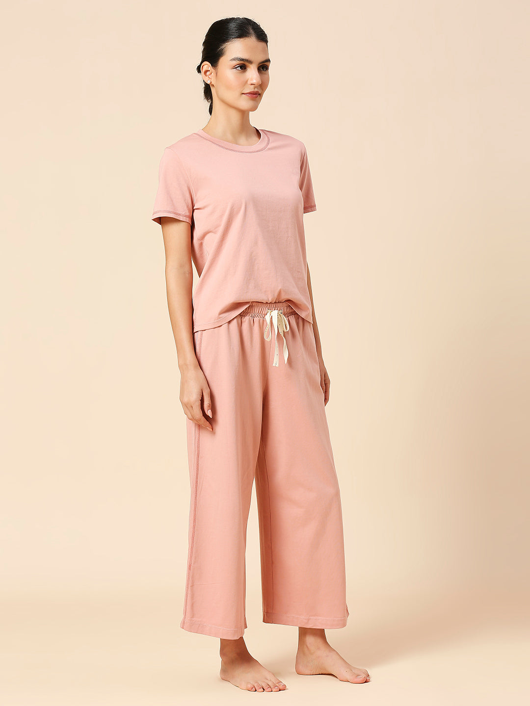 COTTON JERSEY TEE & WIDE CROPPED LEG PJ SET