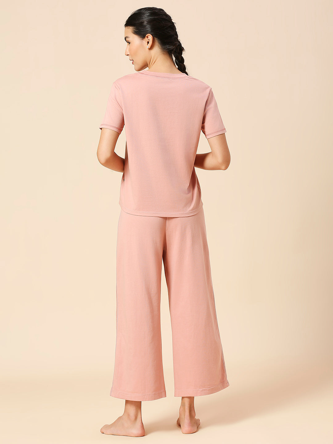 COTTON JERSEY TEE & WIDE CROPPED LEG PJ SET