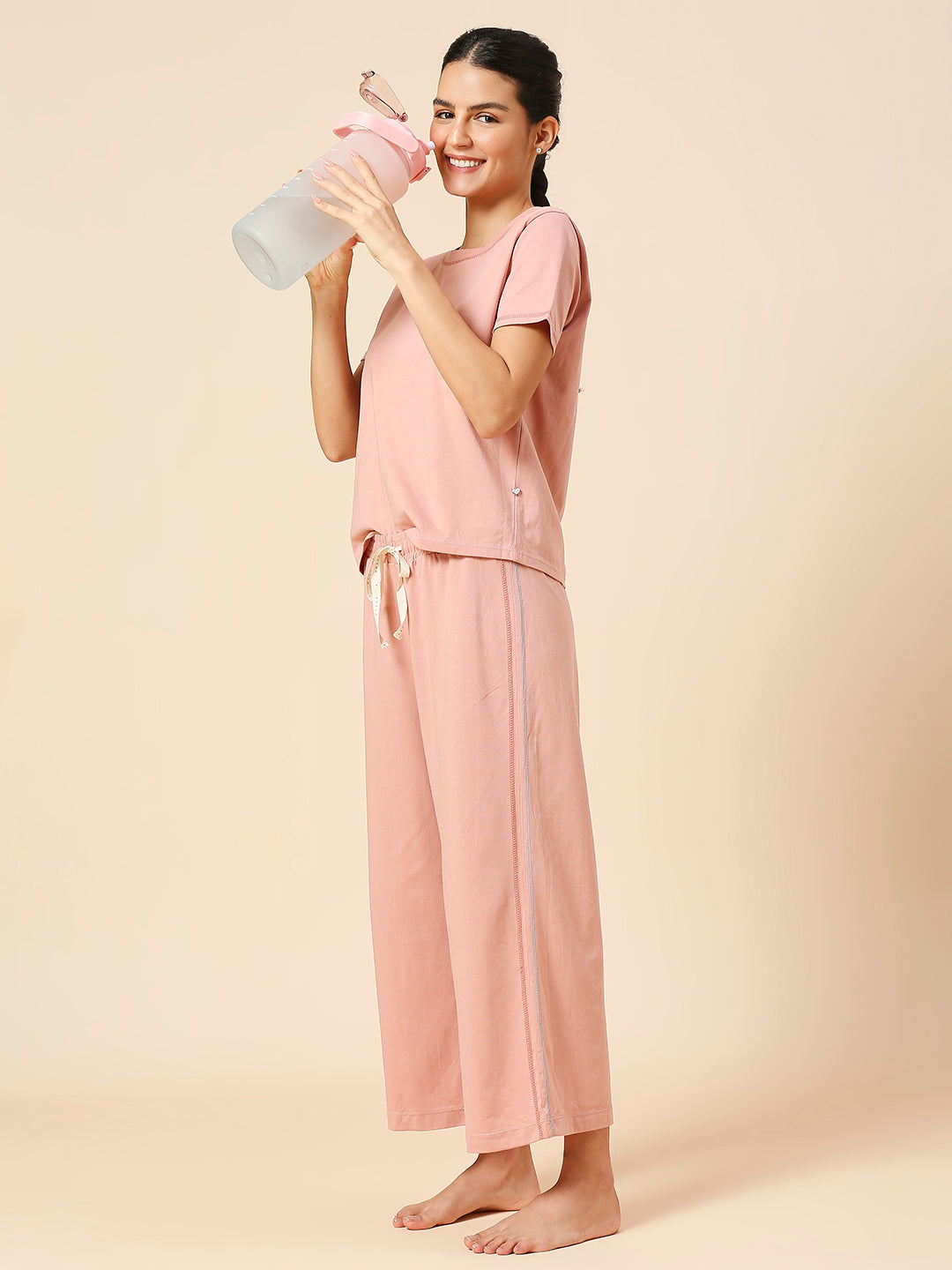 COTTON JERSEY TEE & WIDE CROPPED LEG PJ SET