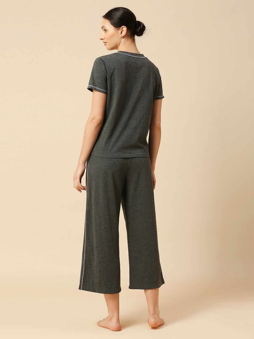 COTTON JERSEY TEE & WIDE CROPPED LEG PJ SET