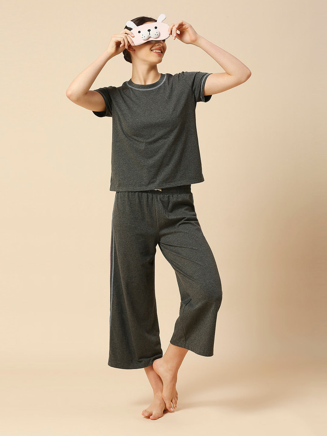 COTTON JERSEY TEE & WIDE CROPPED LEG PJ SET