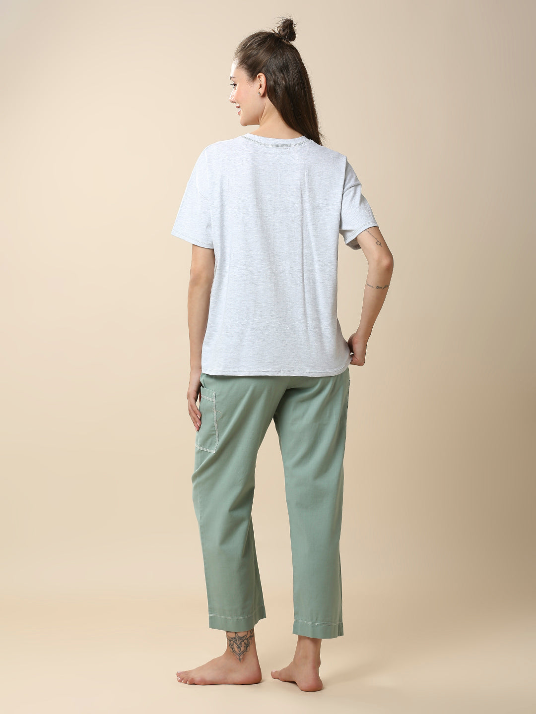 EMBROIDERED TEE & COTTON FLEX PJ'S NIGHTSUIT SET