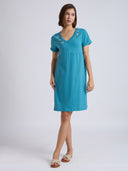 COTTON JERSEY EMBROIDERED BASQUE NIGHTDRESS