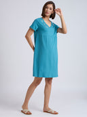 COTTON JERSEY EMBROIDERED BASQUE NIGHTDRESS