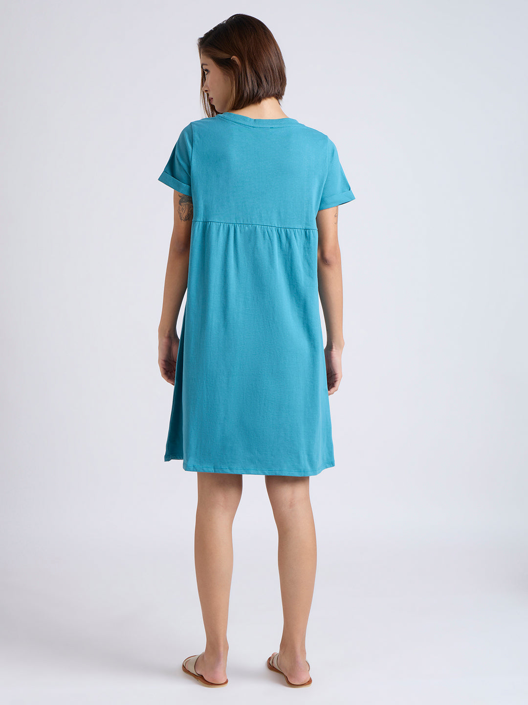 COTTON JERSEY EMBROIDERED BASQUE NIGHTDRESS