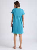 COTTON JERSEY EMBROIDERED BASQUE NIGHTDRESS