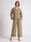 CHEMISTRY COTTON STRIPED LACE INSERT NIGHTSUIT