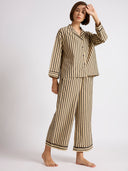 CHEMISTRY COTTON STRIPED LACE INSERT NIGHTSUIT