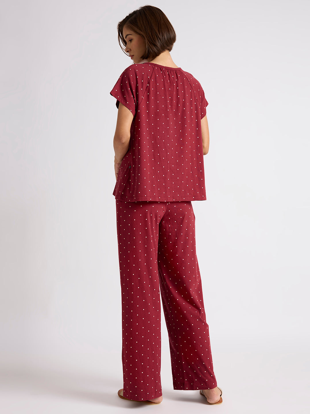 POLKA DOT COTTON JERSEY NIGHTSUIT