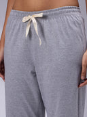 GREY MILANGE LAPEL COLLARED NIGHT SUIT