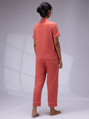 DUSTY CEDAR LAPEL COLLARED NIGHTSUIT