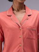 DUSTY CEDAR LAPEL COLLARED NIGHTSUIT