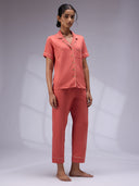 DUSTY CEDAR LAPEL COLLARED NIGHTSUIT