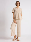 COTTON DOUBLE FABRIC GATHERED BASQUE LOUNGESET