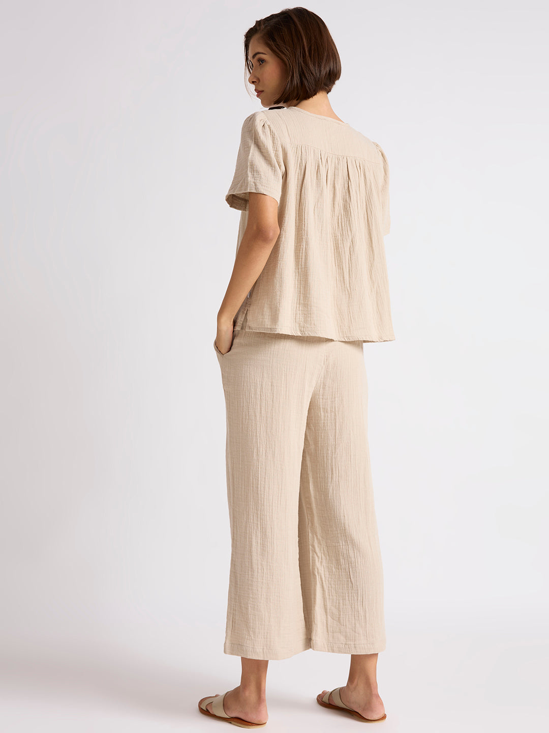 COTTON DOUBLE FABRIC GATHERED BASQUE LOUNGESET