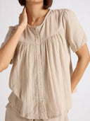 COTTON DOUBLE FABRIC GATHERED BASQUE LOUNGESET