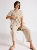 COTTON DOUBLE FABRIC GATHERED BASQUE LOUNGESET