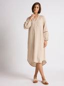 DOUBLE FABRIC COTTON CRINKLE NIGHTDRESS