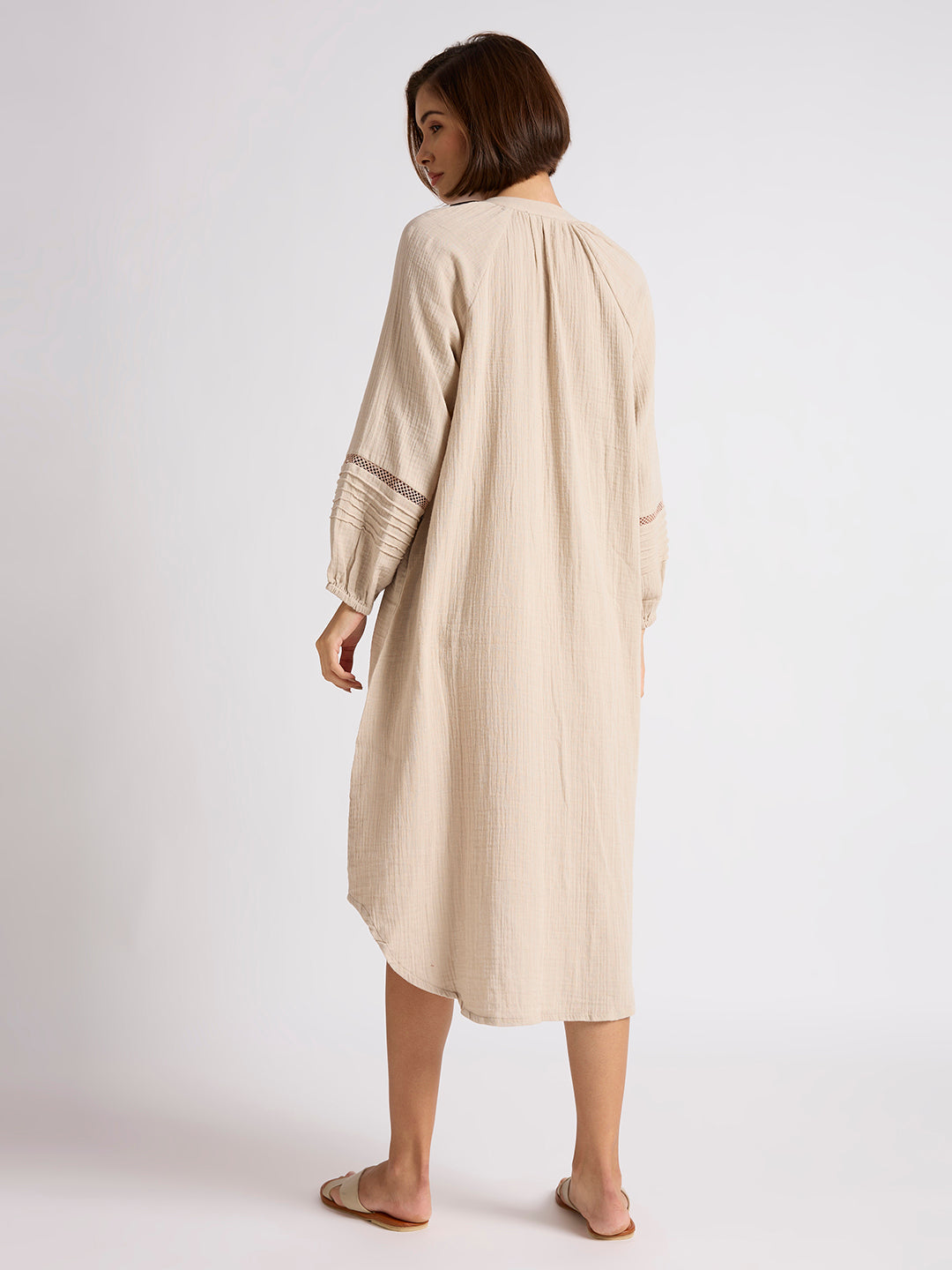 DOUBLE FABRIC COTTON CRINKLE NIGHTDRESS