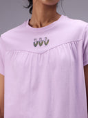 EMBROIDERED DETAIL RELAXED FIT NIGHT SUIT