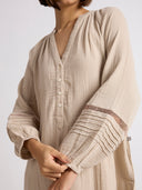DOUBLE FABRIC COTTON CRINKLE NIGHTDRESS