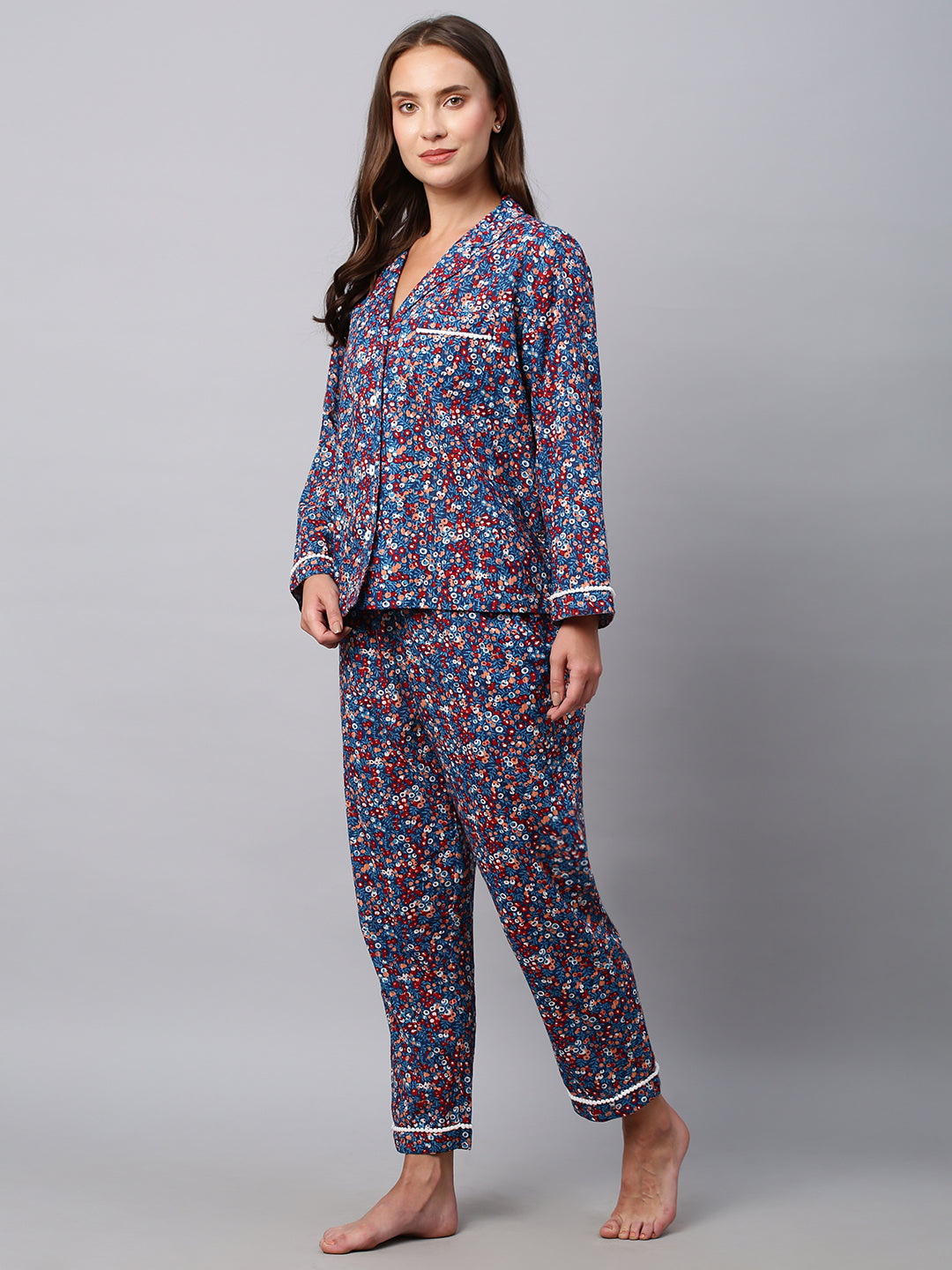 Floral Printed Cotton Dobby Nightsuit