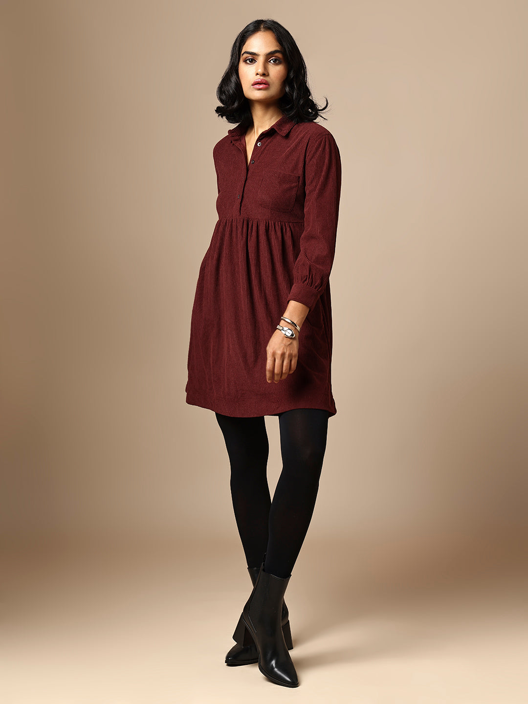 CORDUROY POP OVER SHIRT DRESS