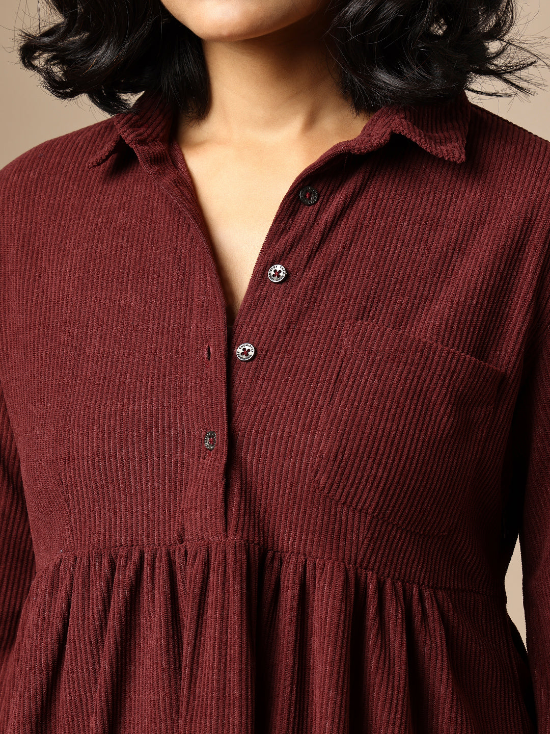 CORDUROY POP OVER SHIRT DRESS