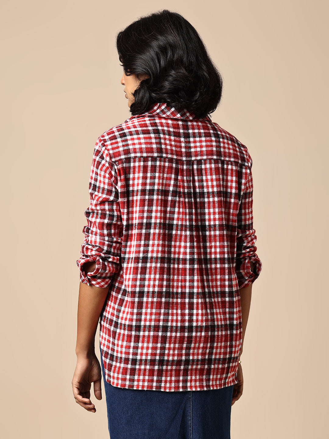 FLANNEL CHECKERED SHIRT W/ HIGH LOW HEM