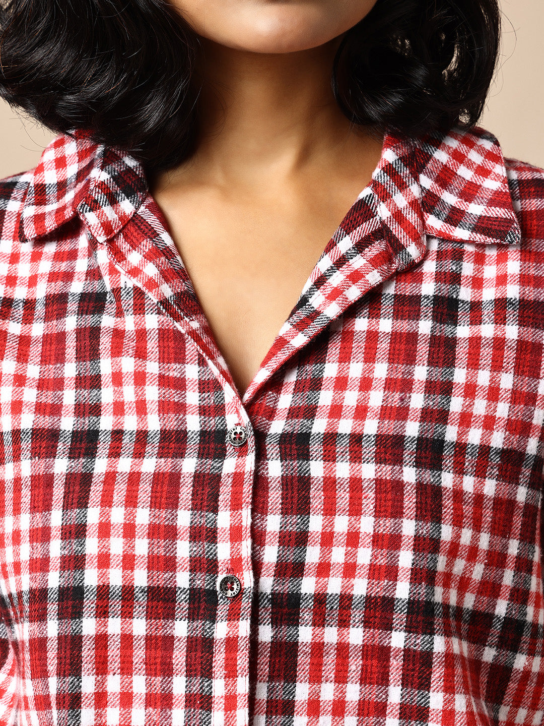 FLANNEL CHECKERED SHIRT W/ HIGH LOW HEM