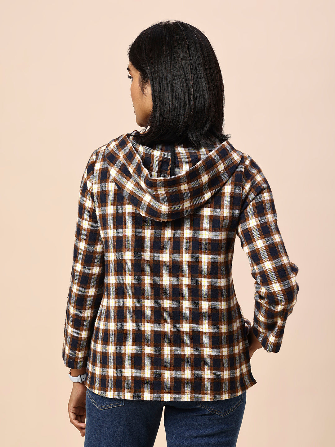 FLANNEL CHECKERED POP OVER SHIRT W/ HOODIE