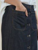 FRONT BUTTON UP 5.5OZ DENIM SKIRT