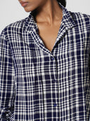 PINTUCKED RAYON SLUB RUFFLE-COLLAR SHIRT