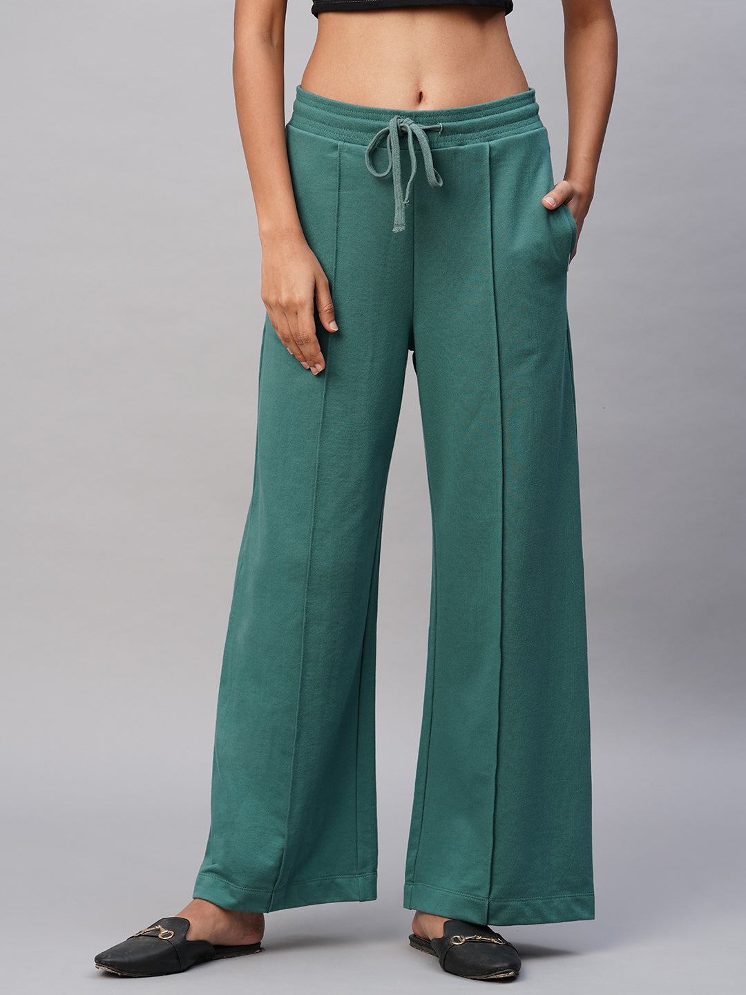 French Terry Knit Wide Leg Lounge Pants