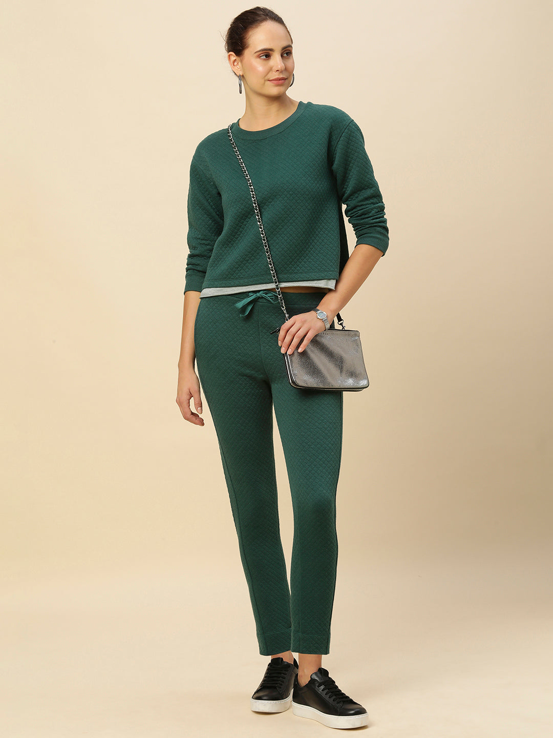 QUILTED JERSEY SWEATSHIRT & SLIM PEG PANT CO - ORD SET